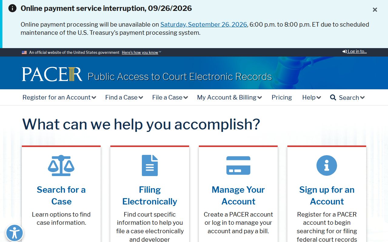 Tennessee federal warrant research: official PACER court docket access page