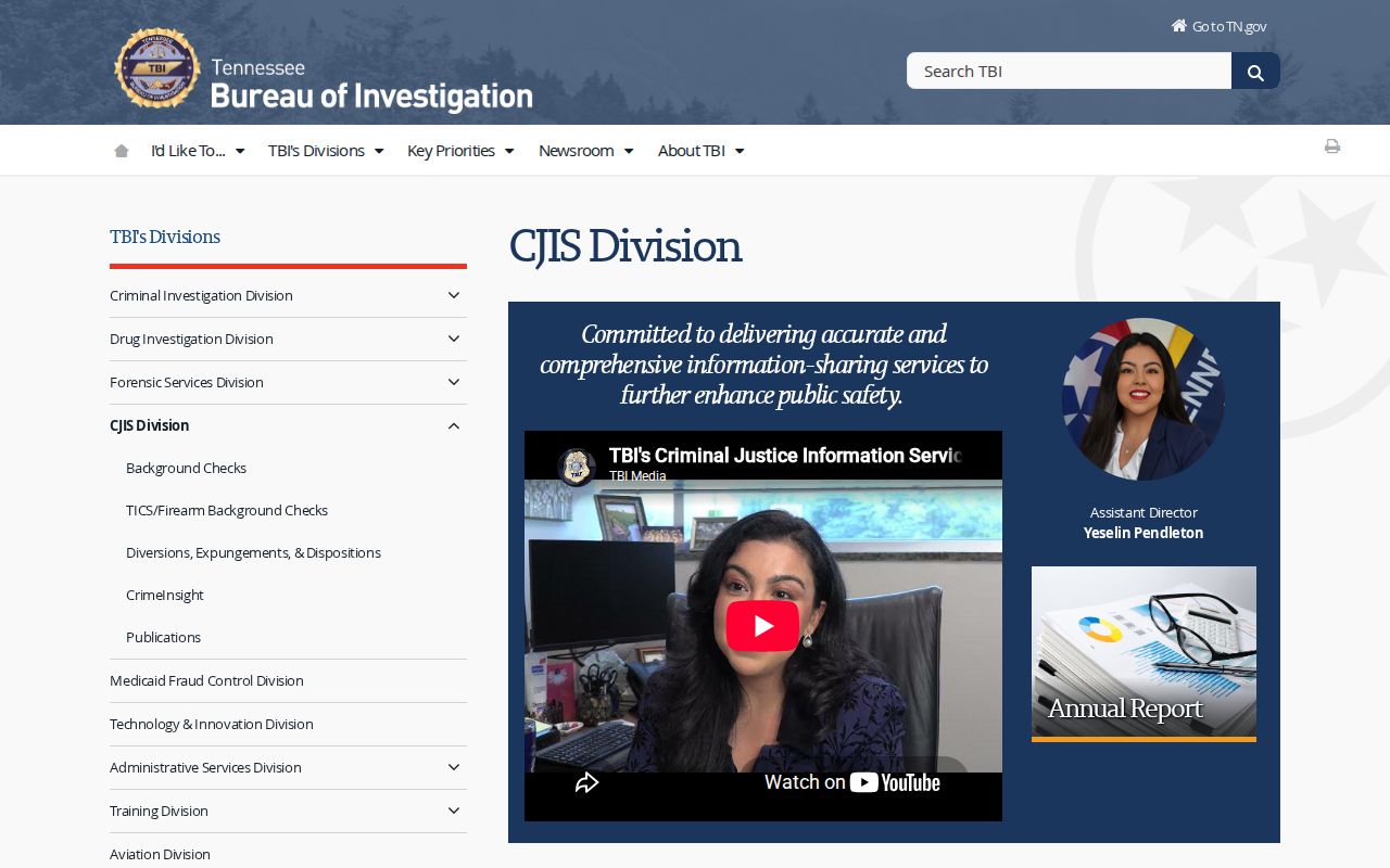 Tennessee warrant records: public description of TBI criminal-information services